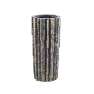 Váza kulatá cementová KESS S žebrovaná zeleno-okrová 45cm