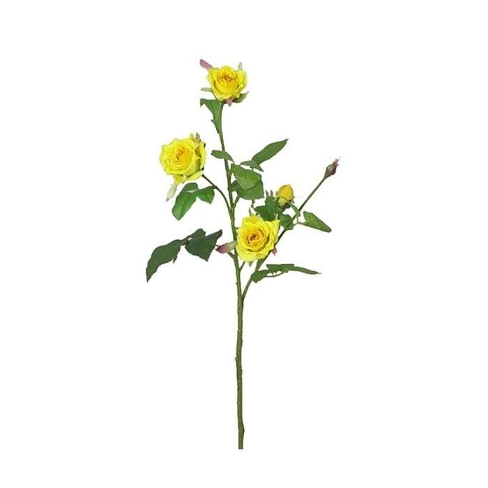 Levně Růže řezaná umělá 5 květů žlutá 60cm