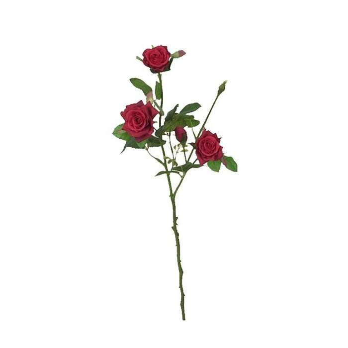 Levně Růže řezaná umělá 3 květy červená 60cm
