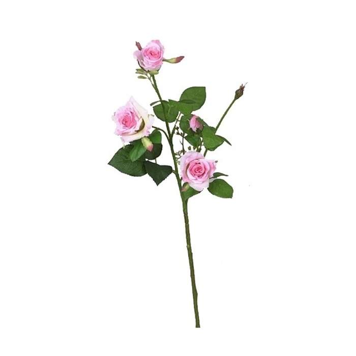 Levně Růže řezaná umělá 5 květů sv.růžová 60cm