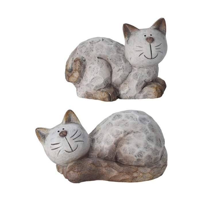 Levně Kočka ležící keramická mix šedá 21,6cm