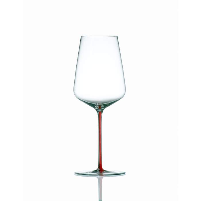 Levně Sklenice na víno AURIGA skleněná s červenou stopkou 540ml