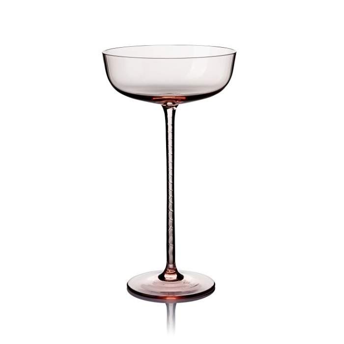 Levně Sklenice na šampaňské skleněná miska KABARET sv.růžová 110ml, 2ks