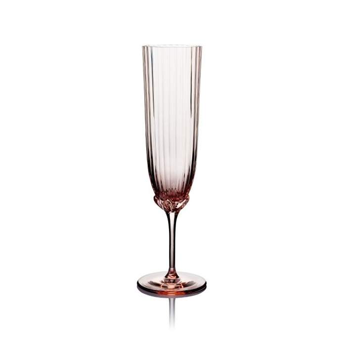 Levně Sklenice na šampaňské skleněná SAKURA sv.růžová 225ml, 2ks