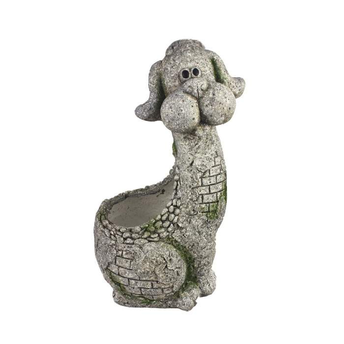 Levně Obal hliněný sedící pes sedící šedý 47,5cm