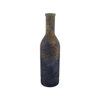 Váza/lahev skleněná šedozlatá patina 50cm