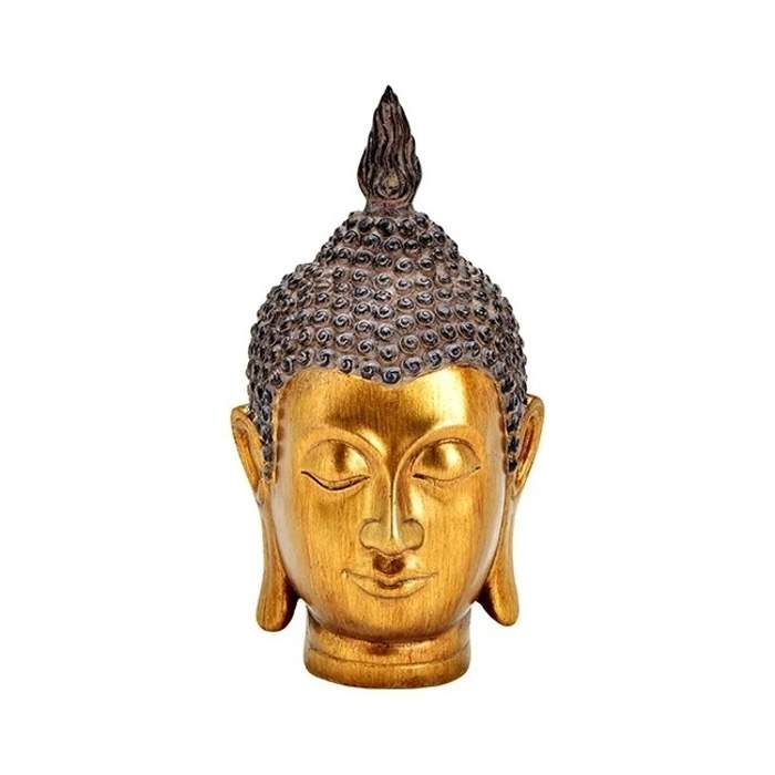 Levně Buddha hlava polyresinová hnědo-zlatá 24cm