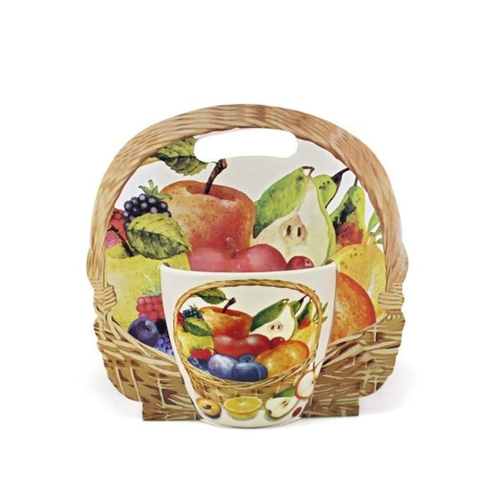 Levně Hrnek porcelánový košík s ovocem 0,45 litru
