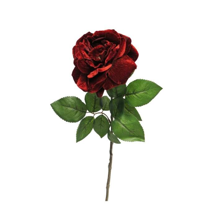 Růže CURTIS sametová řezaná umělá burgunská 63cm