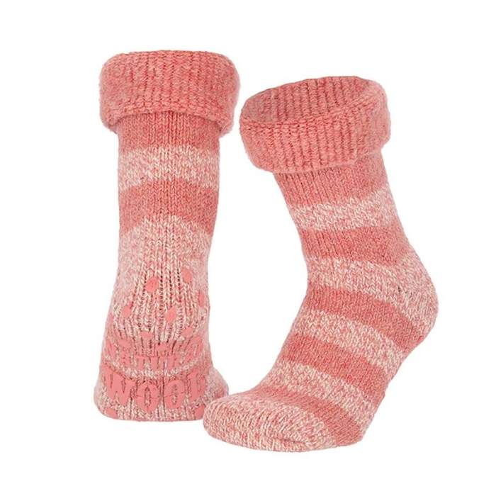 Levně Ponožky dámské růžové s proužkem vel.39-42 vlna