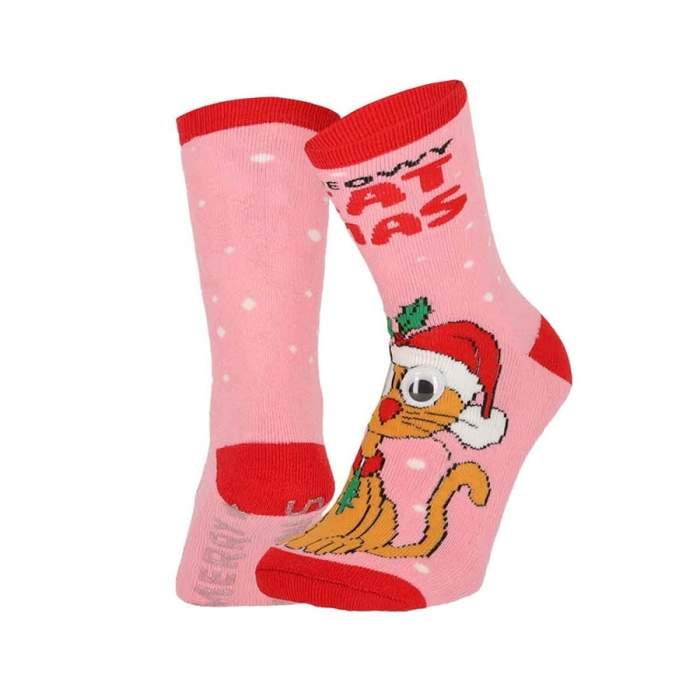 E-shop Ponožky dětské kočka 3D růžové vel.31/34