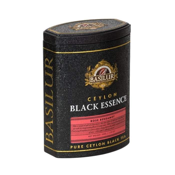 Levně Čaj BASILUR Black Essence Rose Bergamot dóza 100g