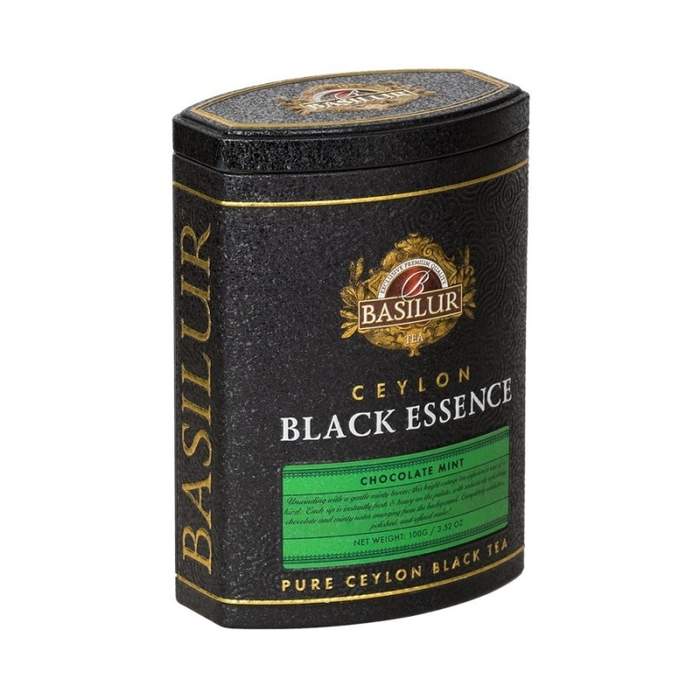 Levně Čaj BASILUR Black Essence Chocolate Mint dóza 100g