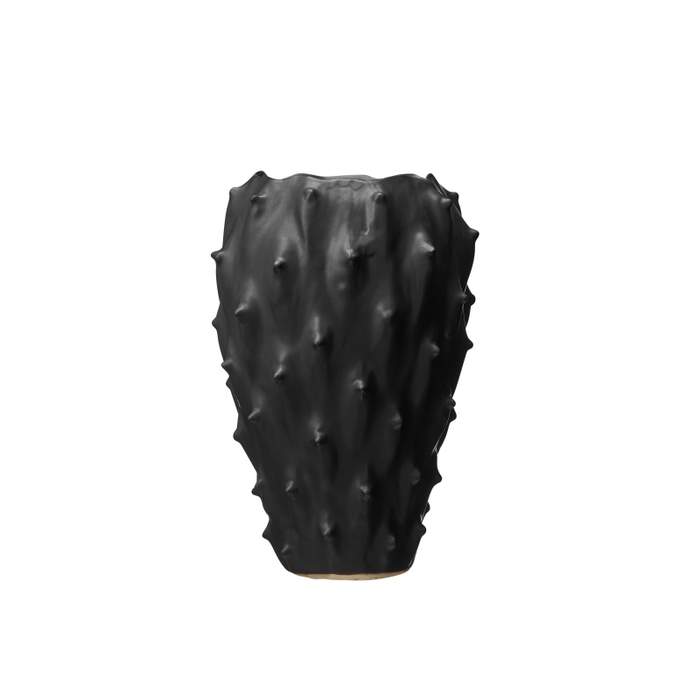 E-shop Váza kulatá atypická kameninová JACQUELINE černá 28cm