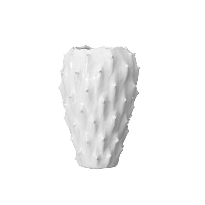 E-shop Váza kulatá atypická kameninová JACQUELINE bílá 28cm