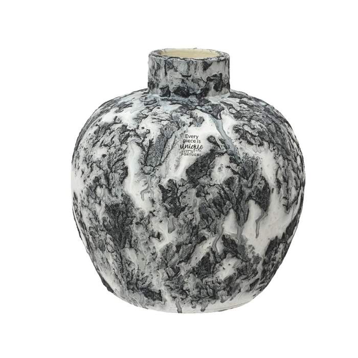 E-shop Váza kulatá s úzkým hrdlem terakotová šedo-bílá 29cm