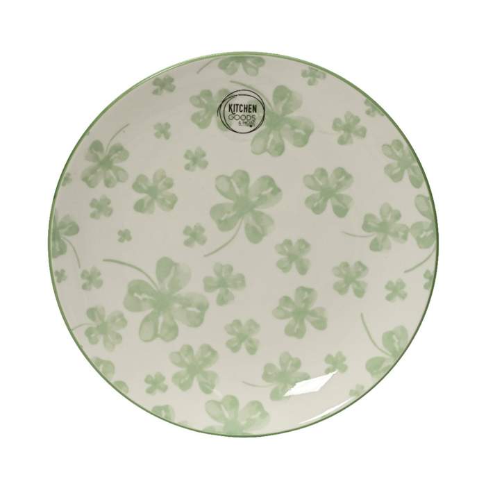 E-shop Talíř kulatý porcelánový KITCHEN GOODS se čtyřlísty bílo-zelený 26,5cm