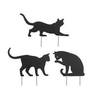 Zápich zahradní kočka kovová černá mix 42cm