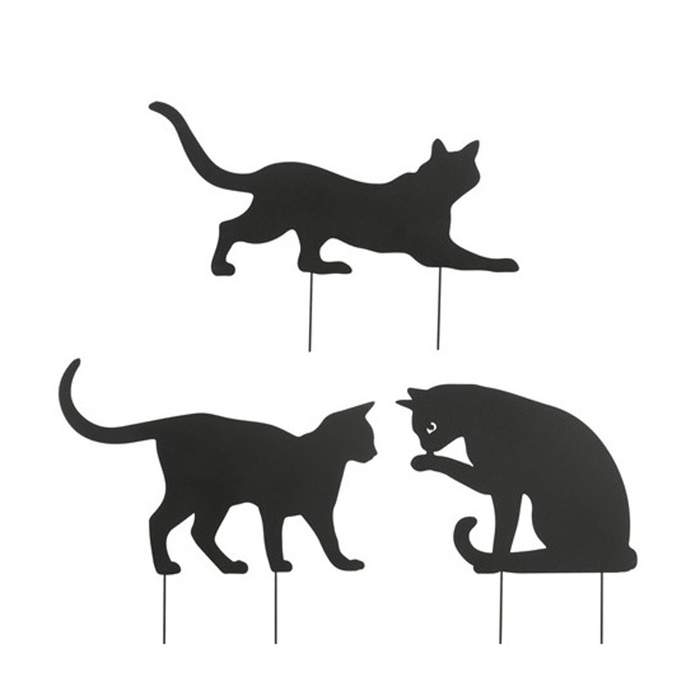 Levně Zápich zahradní kočka kovová černá mix 42cm