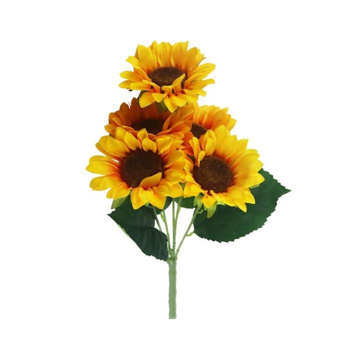 Levně Slunečnice řezaná umělá 5 květů žlutá 52cm