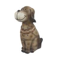 Pes sedící s pleteninou polyresinový hnědý 24,3cm