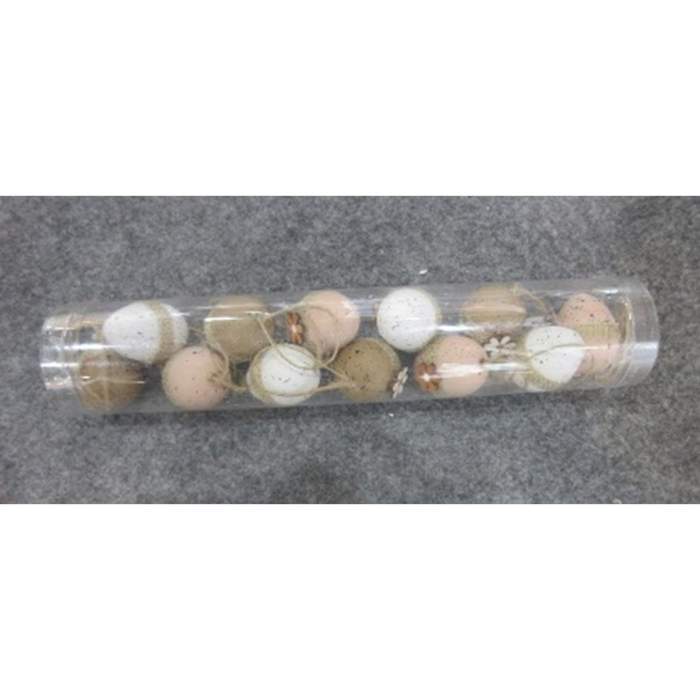Levně Ozdoba plastové vejce s květem a jutou 12ks