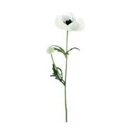 Sasanka MINA řezaná umělá s 1květem a poupětem bílá 63cm