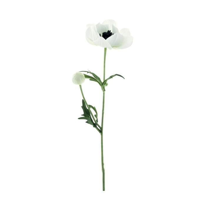 Levně Sasanka MINA řezaná umělá s 1květem a poupětem bílá 63cm