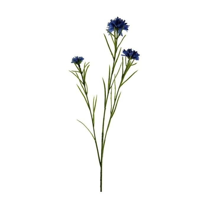 Levně Chrpa řezaná umělá se 3 květy modrá 68cm