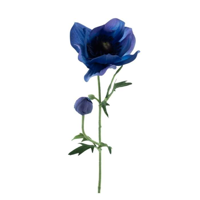Levně Sasanka MINA řezaná umělá s 1květem a poupětem tm.modrá 63cm