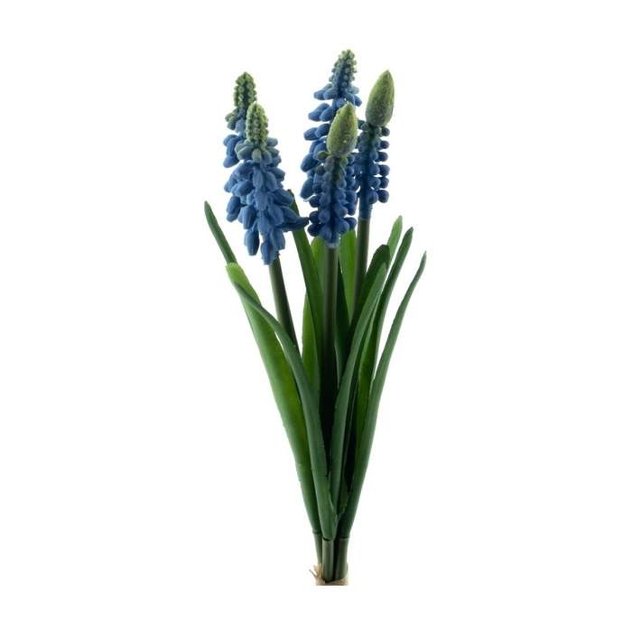 Levně Modřenec umělý ve svazku modrý 5 květů 27cm