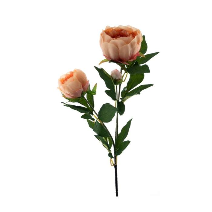 Levně Pivoňka řezaná umělá se 3 květy broskvová 86cm