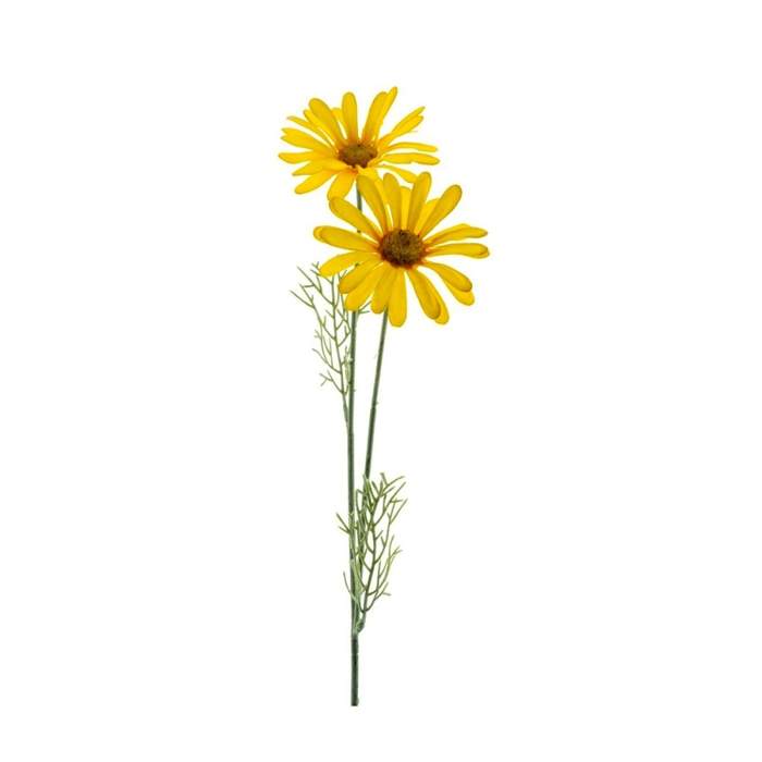 Levně Kopretina CORDOBA řezaná umělá se 2 květy žlutá 56cm