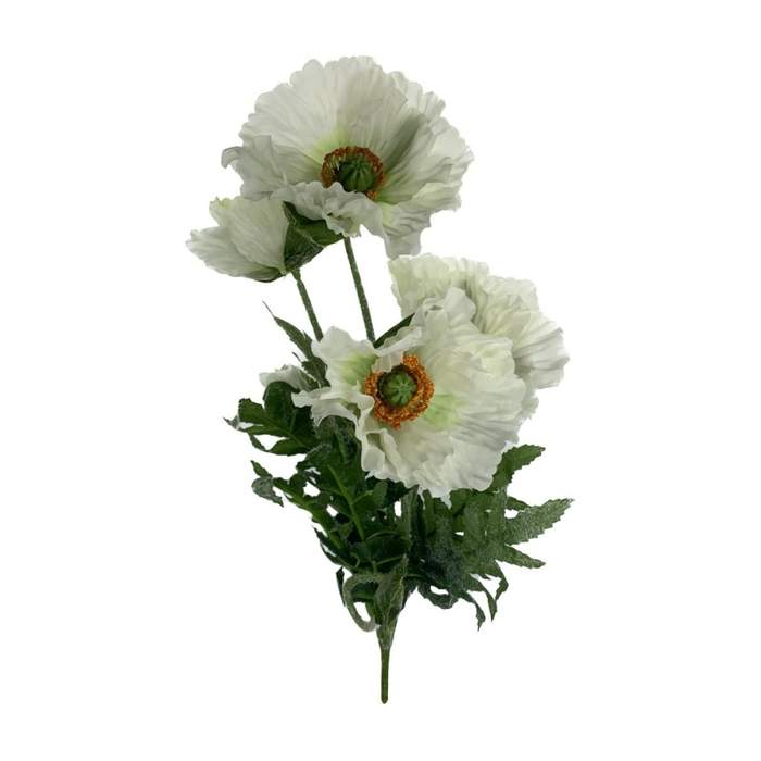E-shop Vlčí mák řezaný umělý se 4 květy bílý 40cm
