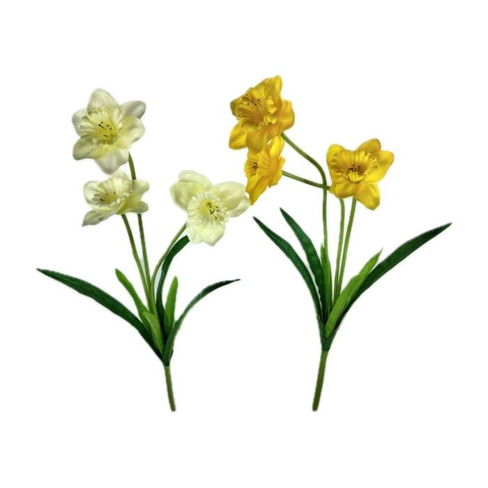 Levně Narcis v trsu umělý se 3 květy mix 53cm