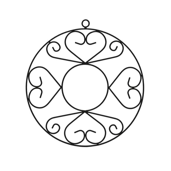 Levně Dekorace kruh MOSEL závěsný kovový černý 53cm