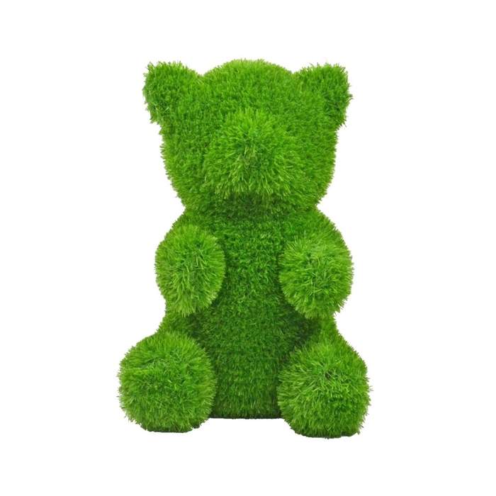 Levně Medvěd sedící z umělého trávníku (polyesteru) zelený 50cm