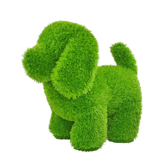 Levně Pes stojící z umělého trávníku (polyesteru) zelený 50cm