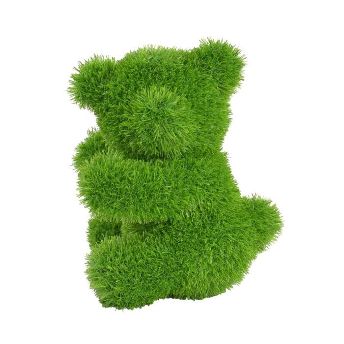 Medvěd sedící s otočenou hlavou z umělého trávníku (polyesteru) zelený 50cm