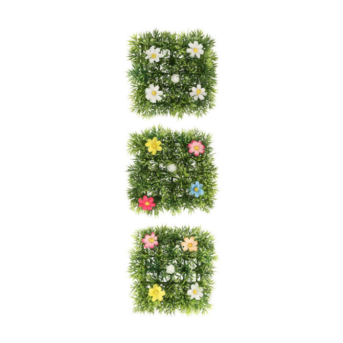 Trávník umělý s květy mix 10x10cm
