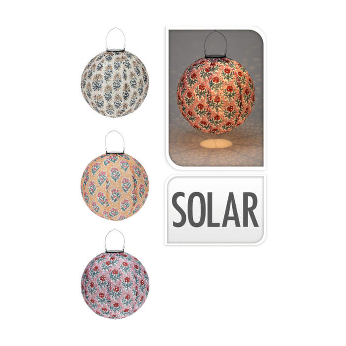 E-shop Solární lampion polyesterová koule s 1LED t.bílá s časovačem mix 30cm