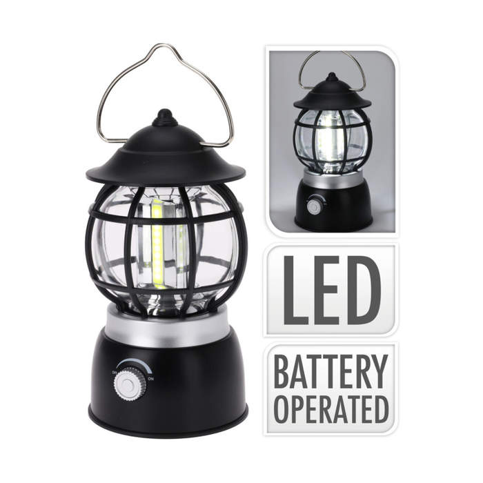 E-shop Lampa kemping na baterie černá 19,2cm
