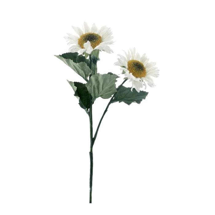 Levně Slunečnice ECO řezaná umělá se 2 květy bílá 63cm