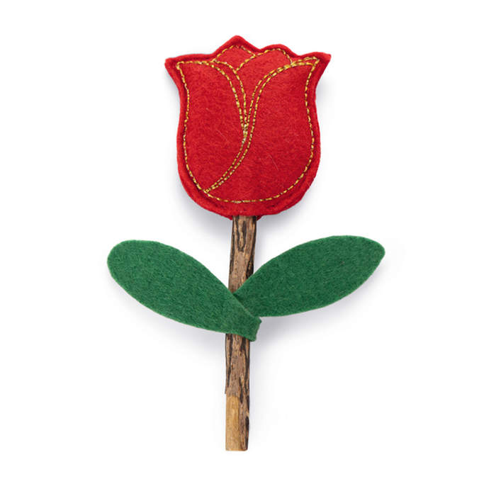 Levně Hračka růže matabi + catnip červeno-zelená 12cm