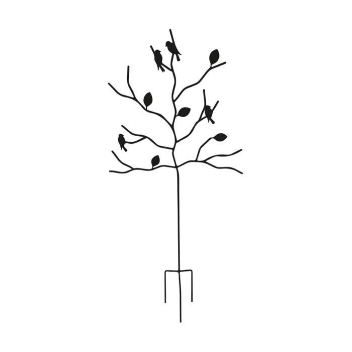 Levně Opora pro rostliny LUDVIG s ptáčky kovová černá 175cm