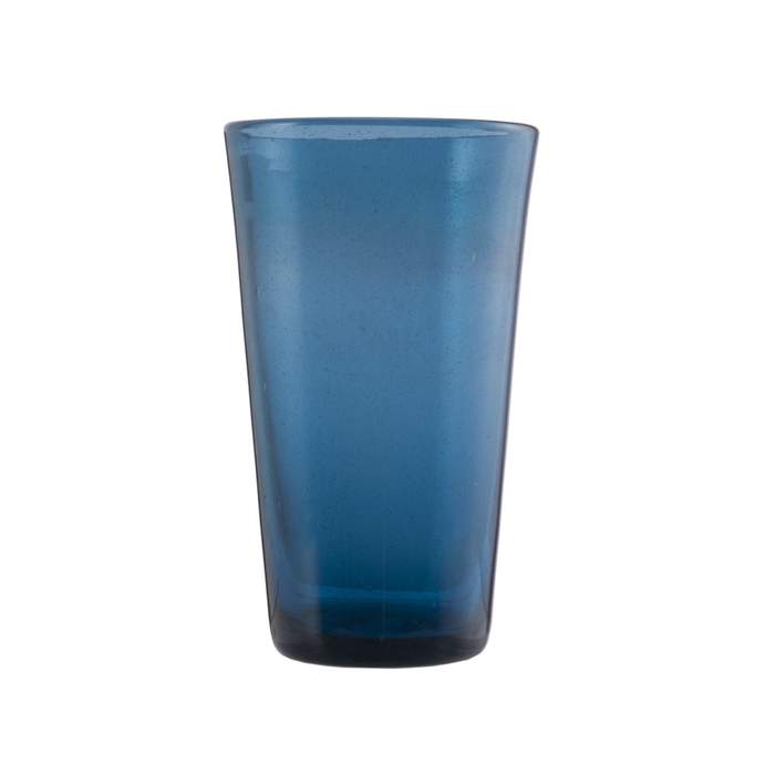 Levně Sklenice na drink skleněná MEMENTO tm.modrá 13,8cm