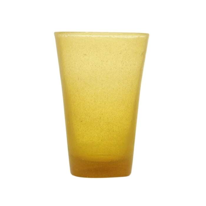 Levně Sklenice na drink skleněná MEMENTO žluto-oranžová 13,8cm
