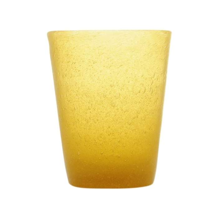 Levně Sklenice na vodu skleněná MEMENTO žluto-oranžová 10cm