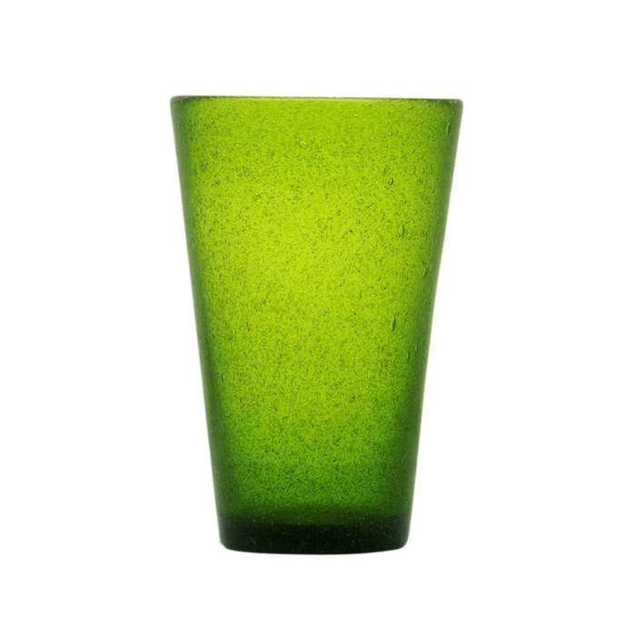 Levně Sklenice na drink skleněná MEMENTO zelená 13,8cm
