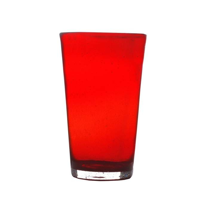 Levně Sklenice na drink skleněná MEMENTO červená 13,8cm